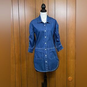 Burberry Button Down Denim High-Low Blue Jean Shirt Dress Size 4